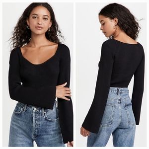 Line & Dot Melissa Bell Sleeves Black Sweater